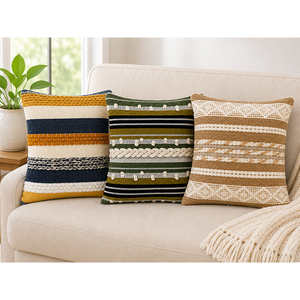 100% Cotton Woven Boho Square Knitted Handmade Knotted Zipper Closure <b>Cushion</b> <b>Cover</b> for Sofa Chair Home Hotel - Product Image 4