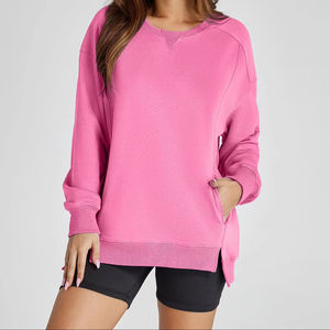 Sudadera de diseño asequible para mujer, transpirable, sostenible, informal, lisa, con logotipo personalizado, de algodón. - Product Image 3