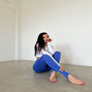 Conjunto Deportivo de 2 Piezas en Color Contrastante, Conjunto de Gimnasio de Secado Rápido, Traje de Yoga, Sujetador Deportivo, Chaqueta de Manga Larga, Leggings Elásticos, Conjunto de Yoga - Product Image 2