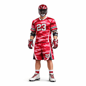Ensemble d'uniformes de lacrosse personnalisés, maillot à manches courtes respirant et short, 100% polyester, vêtements de sport d'équipe - Product Image 1