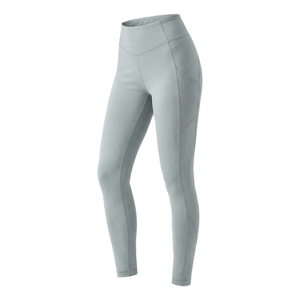 <b>Slate</b> Grey Color Leggings with Pocket High Waist Full Length Knitted Spandex Polyester Breathable Quick Dry Women's Activewear - Product Image 1
