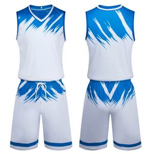 Conjunto de Camiseta de Baloncesto Unisex, Diseño Pakistaní, Color Blanco y Azul Sólido, Impresión por Transferencia de Calor, Cuello en V sin Mangas, Absorbe la Humedad - Product Image 4