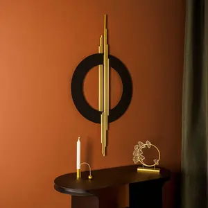 Modern Black Round Metal Crafted Handmade Trendy <b>Wall</b> Art with Clear <b>Frame</b> for Bedroom Living Room Birthday Decoration - Product Image 2