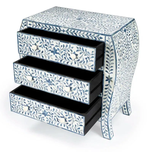 Premium Bone Inlay Accent Cabinet Black White Geometric Inlay Wooden Buffet <b>Sideboard</b> Luxury Home Furnishing - Product Image 2
