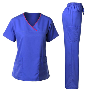 Uniformes Médicos de Hospital con Cuello en V en Oferta, Uniformes de Enfermería, Conjunto de Uniformes Quirúrgicos, Blusa de Manga Corta, Pantalones Jogger, Unisex, OEM, Tejido de Punto - Product Image 4