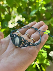 Handmade Macrame <b>Bracelet</b> Oval Moonstone <b>Adjustable</b> Boho Bohemian Jewelry Natural Gemstone <b>Bracelet</b> for Women - Product Image 4