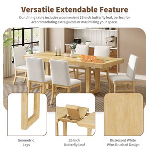 Set Tavolo da Pranzo Tradizionale Allungabile 183 cm con Prolunga a Farfalla da 30 cm e 6 Sedie Imbottite, Arredamento per Sala da Pranzo - Product Image 5