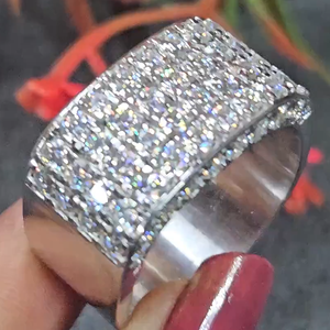 925 Sterling Silver Moissanite Diamond VVS Iced Out Wide Band <b>Ring</b> Hip Hop Jewelry Unisex Luxury <b>Custom</b> Statement <b>Ring</b> - Product Image 1