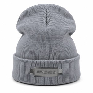 Embroidered Beanie Hat Gray Unisex Casual Winter <b>Cap</b> with <b>Mountain</b> Logo Design - Product Image 5