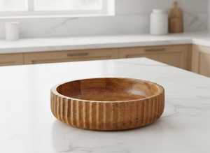 Tazón para servir ensalada de frutas hecho a mano con madera de mango, centro de mesa rústico estilo granja - Product Image 2