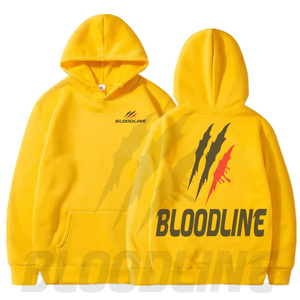 Sweat-shirt à capuche noir pour homme Bloodline, coupe classique, en coton French Terry, décontracté, pour l'automne, avec poche avant et impression par transfert thermique - Product Image 5