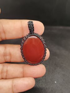 Joyería trenzada hecha a mano exclusiva, collar con colgante de cuentas de ónix rojo con nudo de macramé para mujer, regalo de alta calidad - Product Image 3