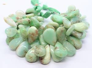 Crisoprasa natural lisa en forma de pera, cuentas de crisoprasa largas en forma de pera de 8 pulgadas, hilo de cuentas de crisoprasa lisas para joyería. - Product Image 3
