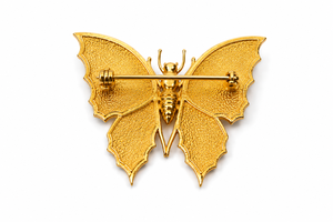 Broche de Mariposa de Plata de Ley Chapado en Oro de Lujo para Mujer |   Exquisitos broches de insectos esmaltados en verde y blanco para mujeres y hombres. - Product Image 4