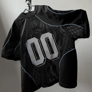 เสื้อครอปท็อปฟุตบอลตาข่ายสไตล์วินเทจสำหรับผู้หญิง ไซส์ใหญ่ หมายเลข 72 เสื้อยืดกีฬาระบายอากาศได้ดี สกรีนโลโก้ได้ - Product Image 2