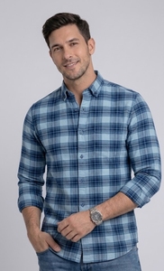 Camisa Enovate a Cuadros, Doble Botonadura, Manga Larga, Corte Regular, Casual, Unisex, Transpirable, de Algodón Tejido para Verano - Product Image 2