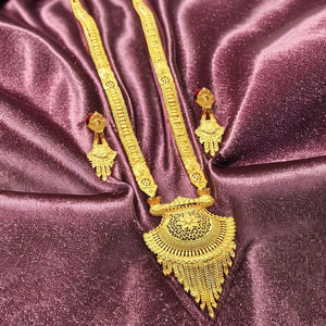 Vente en gros de colliers longs en plaqué or micro 14K 18K 24K, ensemble de bijoux longs traditionnels, colliers longs en laiton formant des micro - Product Image 2