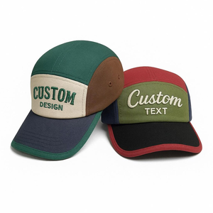 Casquette de baseball personnalisée avec broderie de logo, en sergé de coton color block, 5 panneaux, réglable, pour le sport – Fabricant - Product Image 1