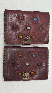 Diario de cuero vintage con piedra de los 7 chakras y papel con bordes irregulares, cuaderno y libreta de gemas hecha a mano - Product Image 5