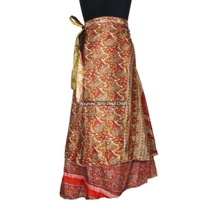 100% Vintage Silk Sari <b>Long</b> Panel <b>Skirt</b> Online Wholesale Shop of Indian Silk Wrap Around <b>Skirts</b> Manufacturer Wholesaler - Product Image 4