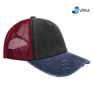 Custom Logo Trucker <b>Cap</b> Mesh Fabric Washed 5-Panel Adjustable Baseball <b>Cap</b> Solid Color Casual Spring Summer <b>Hat</b> - Product Image 4