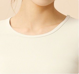 Camiseta de Yoga Ajustada para Mujer, Manga Corta, Cuello Redondo, Spandex/Nailon, Transpirable, de Secado Rápido, Elástica, para Entrenamiento - Product Image 2