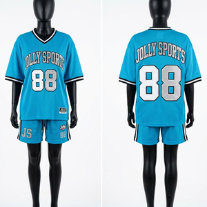Womens Football Jersey Short <b>Set</b> GSM Polyester <b>Mesh</b> Sky Blue Contrast Panel Sublimation Heat Transfer Custom Logo Women's <b>Sets</b> - Product Image 1