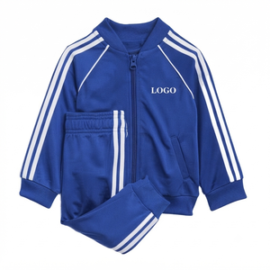 Blue Adult Unisex Lightweight Cotton Tracksuit Full Sleeve Drawstring Front Logo Sporty Design Breathable Polyester Winter Wear - Product Image 1
