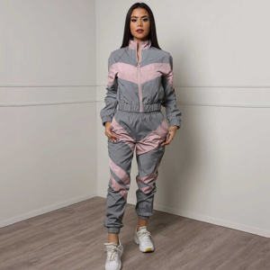 Ensemble de survêtement coupe-vent respirant imprimé et uni pour femme, grande taille, à capuche, 2 pièces, avec logo personnalisé, vente en gros, durable, automne, 100% coton - Product Image 1