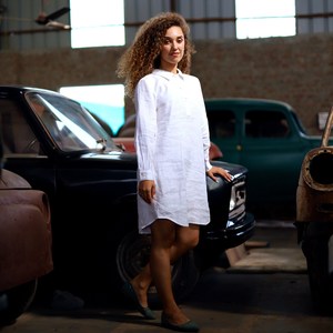 Vestido Maxi Recto Informal de Estilo Étnico para Mujer, Estilo Bohemio, de Algodón y Lino, con Cuello Mao, Manga Larga, Corte Holgado - Product Image 3