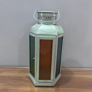 <b>Vintage</b> Handmade Artisan Design Iron Metal Colored Glass Moroccan Style Table <b>Lantern</b> for Wedding Home Decoration - Product Image 4