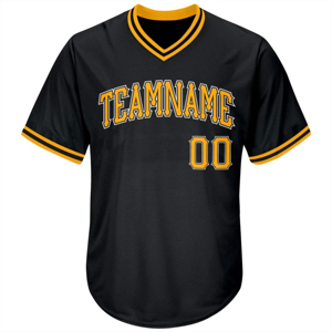 Maillot de baseball noir personnalisé à manches courtes, respirant, en maille, avec impression par sublimation, unisexe, coupe classique, toutes saisons, pour équipe - Product Image 2