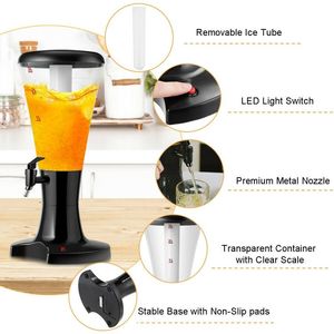 Set di 2 Dispenser per Birra alla Spina da 5L con Luci LED, Dispenser per Vino in Metallo per Alimenti per Feste - Product Image 2