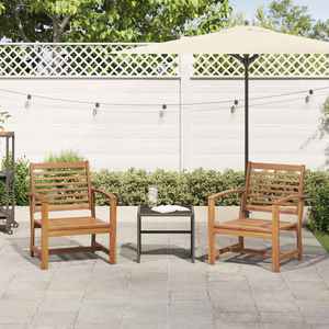 Ensemble de chaises de salle à manger d'extérieur en teck massif, 2 pièces, chaise longue à lattes pour patio et jardin - Product Image 4