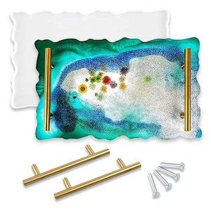 Plateau en résine fait main au design élégant, personnalisable pour la décoration intérieure moderne et les cadeaux de mariage - Product Image 2