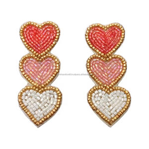 Haute Qualité Broderie Perles De Rocaille Conception Naturelle Mode Boucles D'oreilles Personnalisable Couleur Femmes Anniversaire Inde En Gros - Product Image 2