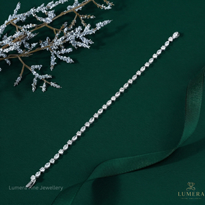 Marquise & Cut Lab Grown Diamond Tennis <b>Bracelet</b> 9K-18K White Gold Rhodium Plated IGI Certified Luxury Fine Jewelry for Women - Product Image 3