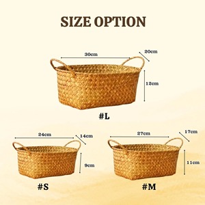ชุดตะกร้าหวายรูปวงรี 3 ใบ ตะกร้าเก็บของทำมือ ขายส่ง เป็นมิตรกับสิ่งแวดล้อม ผลิตในเวียดนาม - Product Image 2