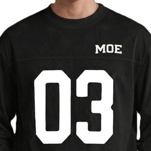 Maillot de football américain surdimensionné personnalisé en mesh à manches longues, streetwear, haut de sport, numéro sublimé imprimé, uniforme d'équipe, OEM en gros - Product Image 3