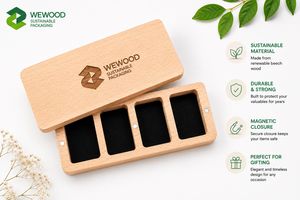 Boîte à bijoux magnétique en bois de hêtre de qualité supérieure avec logo personnalisé, 4 compartiments, OEM ODM - Product Image 3