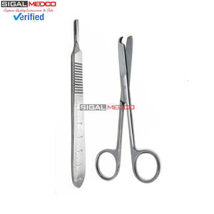 Tijeras de Sutura Quirúrgica de 4.5 Pulgadas con Mango de Bisturí y Hojas Quirúrgicas de Acero Inoxidable para Clínica y Botiquín de Primeros Auxilios - Product Image 3