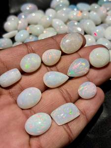 Opale de feu Welo d'Éthiopie blanche naturelle, cabochon ovale, pierre précieuse en vrac, prix de gros, approvisionnement en vrac, pierres de feu, taille 3-5 carats - Product Image 6