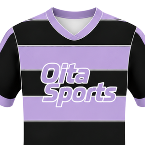 เสื้อรักบี้แขนสั้นสีดำลายทาง คอกลม สำหรับฝึกซ้อมและแข่งขันกีฬา - Product Image 3