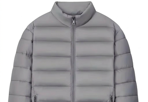 Men's Gray Stand Collar Puffer <b>Jacket</b> Windproof Casual Winter Zipper Front Polyester Wadding Regular Fit Solid Color - Product Image 3