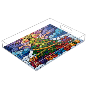 Bandeja de servir acrílica impresa a color para el hogar, habitación de invitados, dormitorio, bandeja para servir jugo, vaso de agua. - Product Image 1