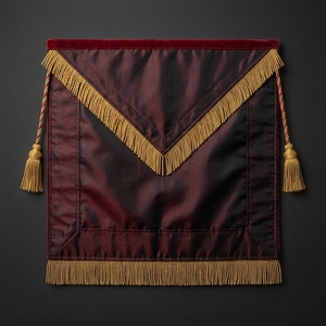 Delantal Masónico de Lujo de 32.º Grado en Cuero con Borlas Bordadas en Terciopelo Rojo y Dorado, Personalizado con Águila de Dos Cabezas - Product Image 5