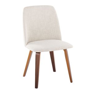 Set di 2 Sedie da Pranzo Toriano Contemporanee in Legno di Noce e Tessuto Beige - Product Image 2
