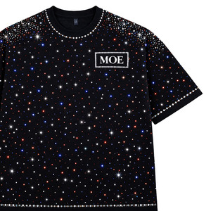 เสื้อยืดผู้ชายทรงหลวม พิมพ์ลายดาวประดับเพชรทั่วตัว แบบสั่งทำพิเศษ ผ้าฝ้ายพรีเมียม แฟชั่นสตรีทแวร์สุดเท่ - Product Image 4