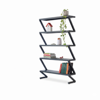 Étagère à chaussures moderne en acier inoxydable à motif zigzag, design géométrique, gain de place, 5 niveaux, autoportante, pour l'école et le salon, mobilier de maison
