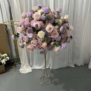 Nouveautés IFG - Composition florale en forme de boule rose et violette de 60 cm de diamètre - Centre de table de mariage - Product Image 1
